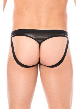 Jock simili cuir noir et résille rouge - LM2005-27BKR